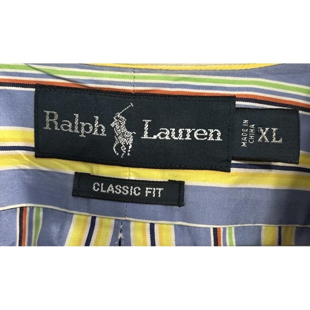 VTG Ralph Lauren Shirt Mens XL Classic Fit Striped Button Down Long Sleeve Prepp